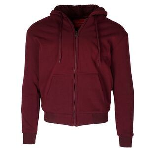Maximos Men's 5008 Sherpa Lined Long Sleeve Full Zip Hoodie Burgundy